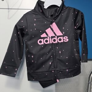 Girls Adidas Black and Pink Kids' Track Jacket And Pants Set